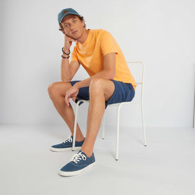Plain jersey straight T-shirt MOCK ORANG