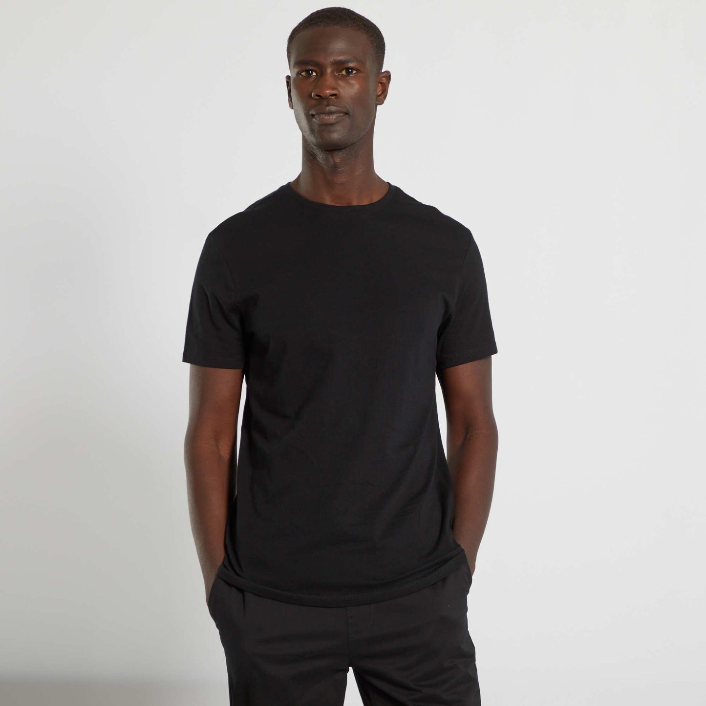 Plain jersey straight T-shirt black