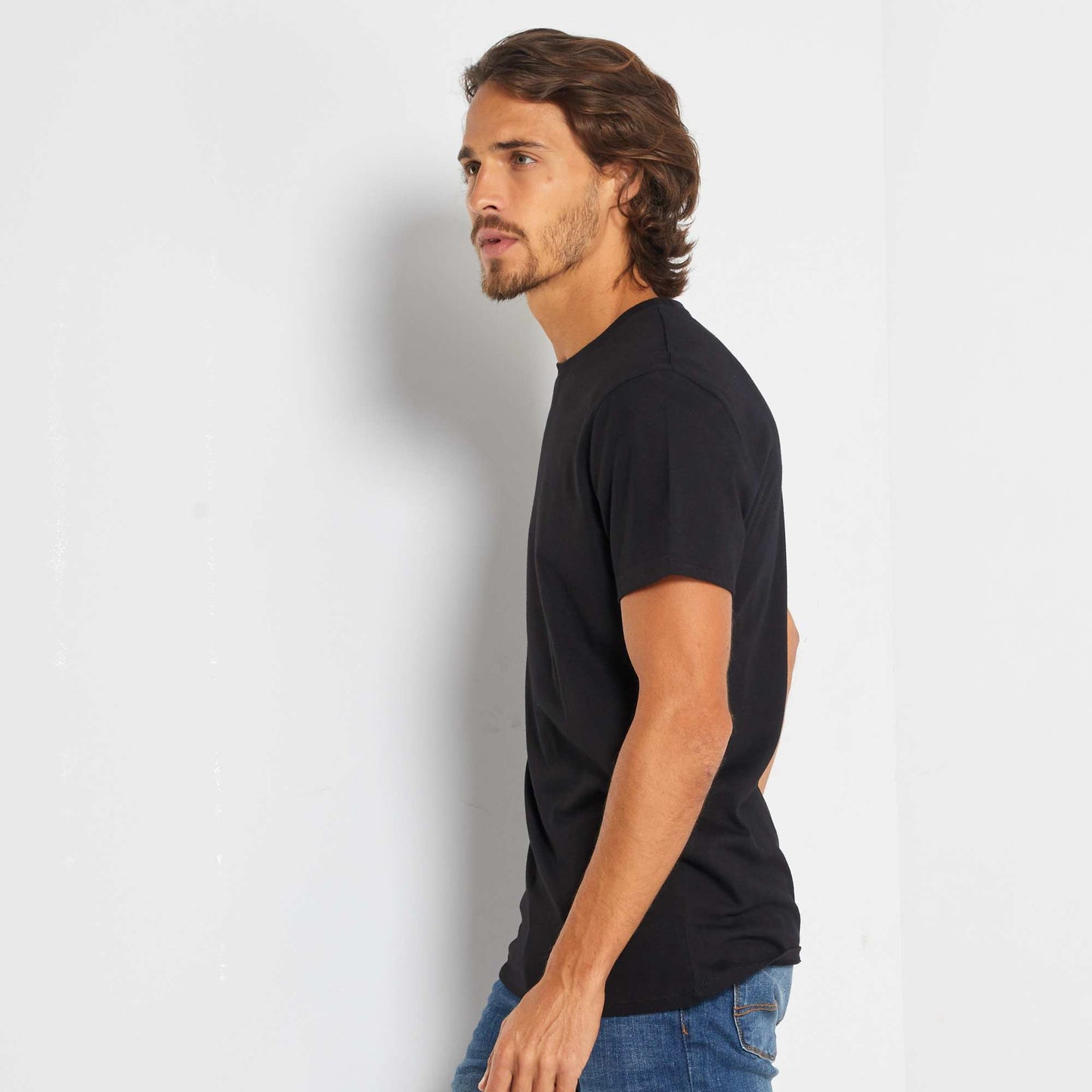 Plain jersey straight T-shirt black