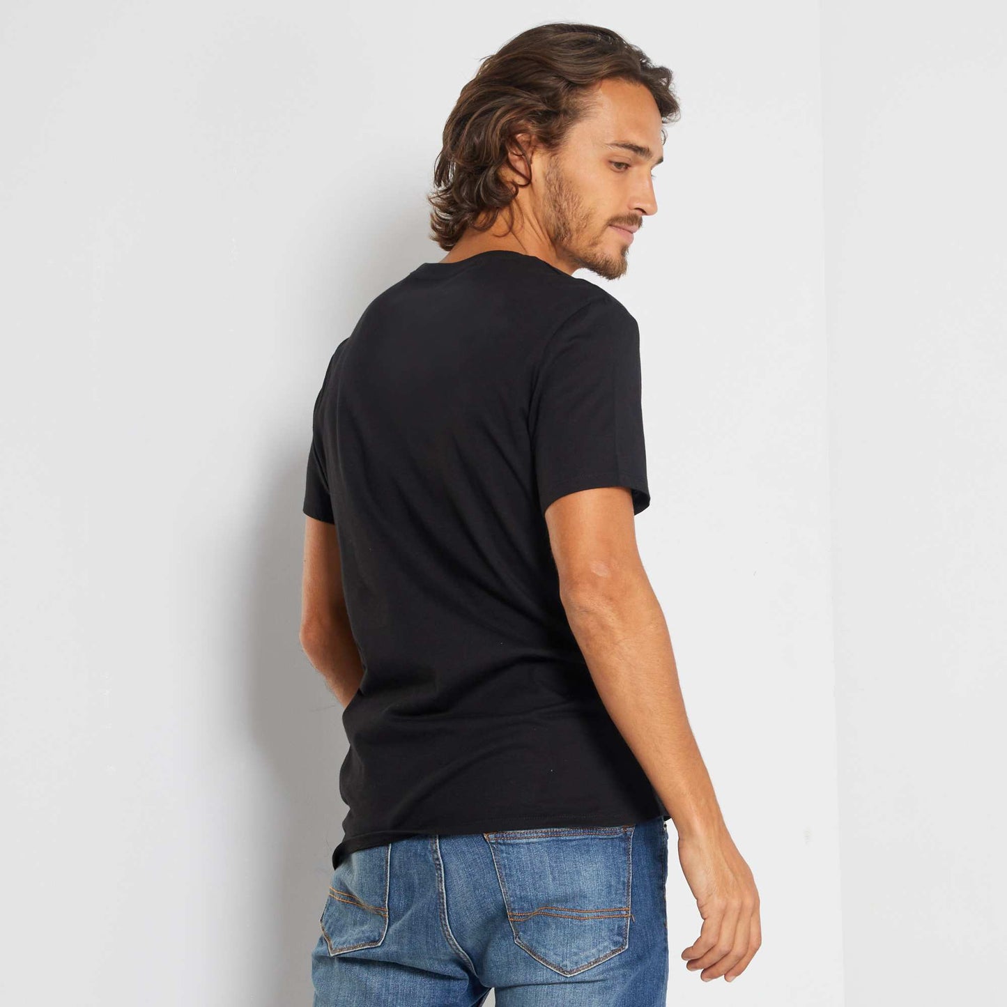 Plain jersey straight T-shirt black