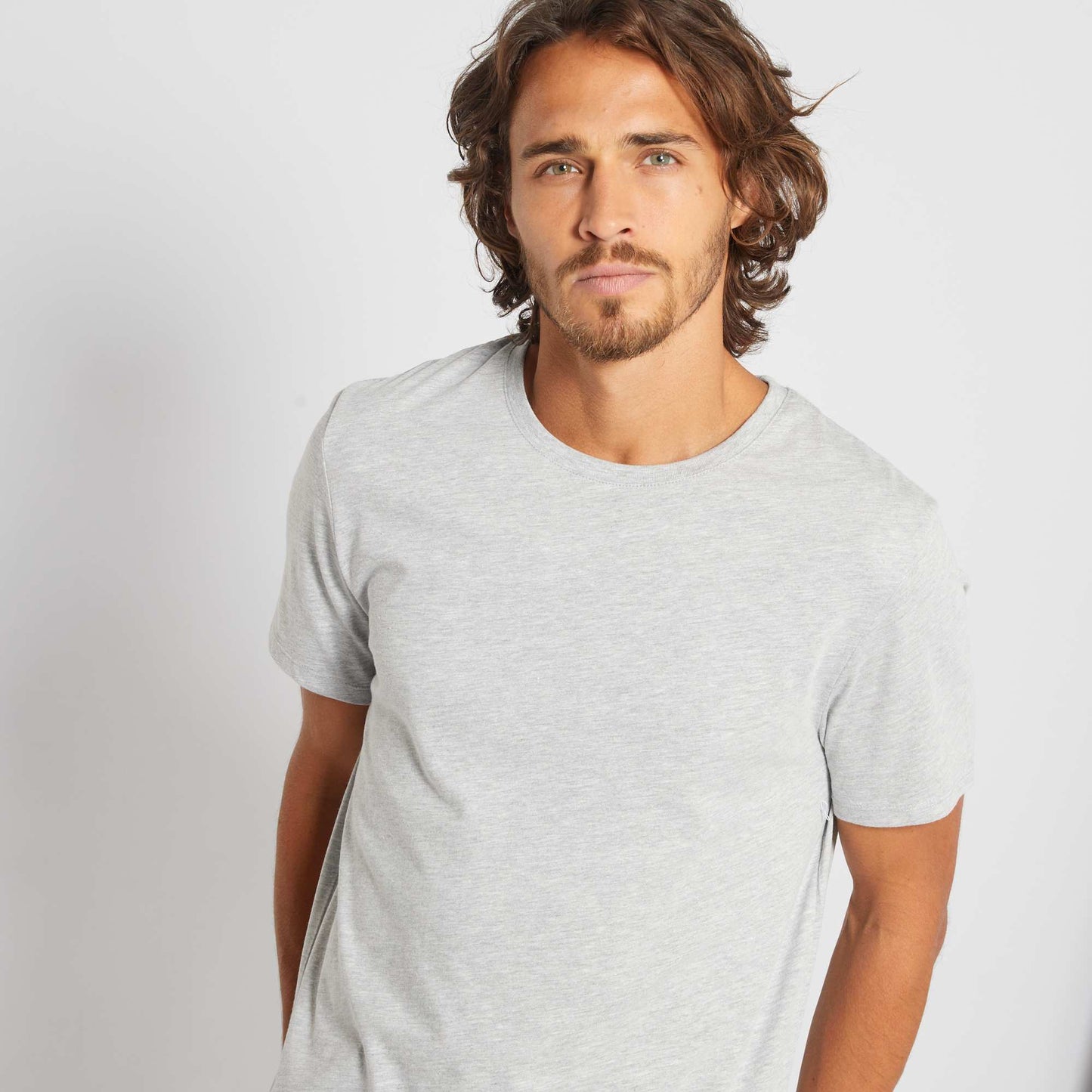 Plain jersey straight T-shirt GREY
