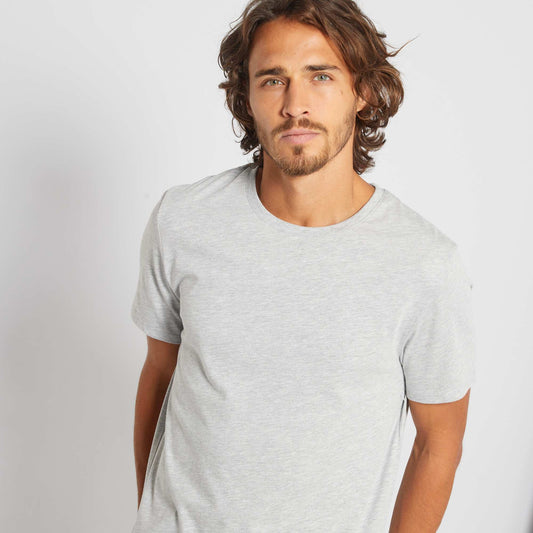 Plain jersey straight T-shirt GREY