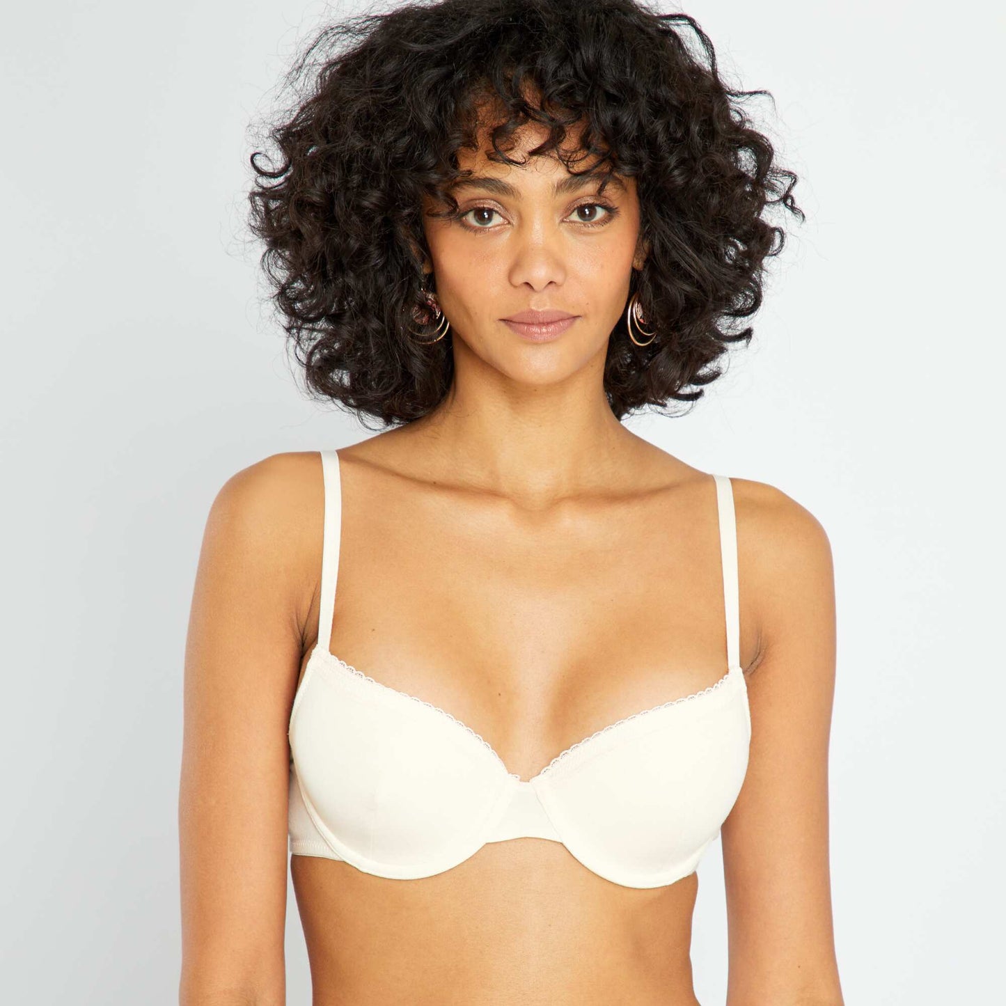 Padded cotton bra BEIGE