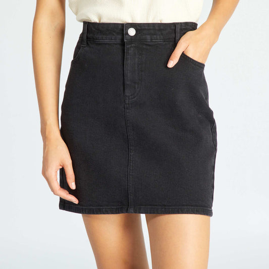 Short denim skirt Black