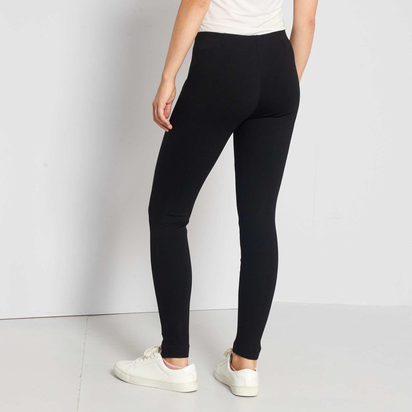 Long plain leggings Black