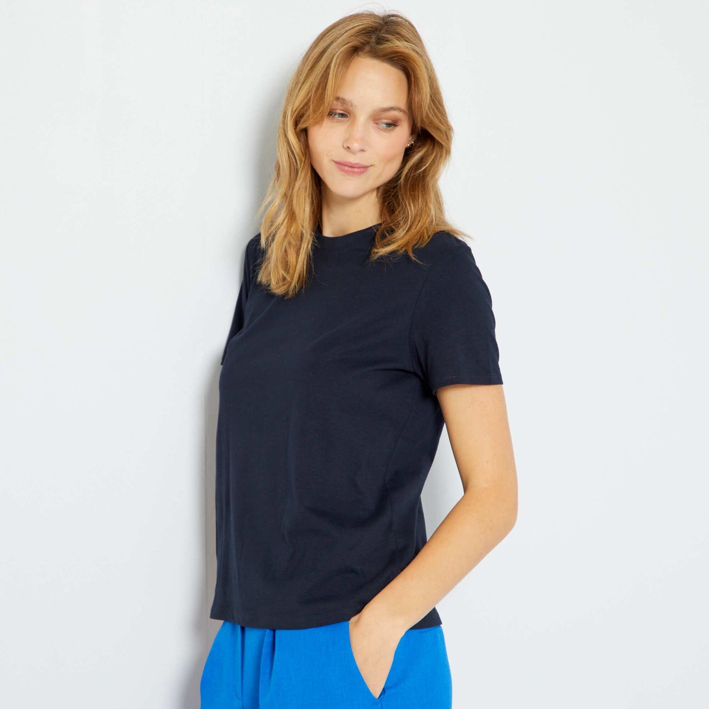 Plain jersey T-shirt blue