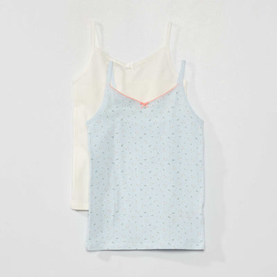 Pack of 2 stretch cotton vest tops BLUE