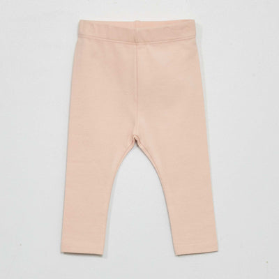 Long plain jersey knit leggings PINK