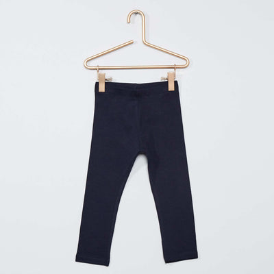 Long plain jersey knit leggings BLUE
