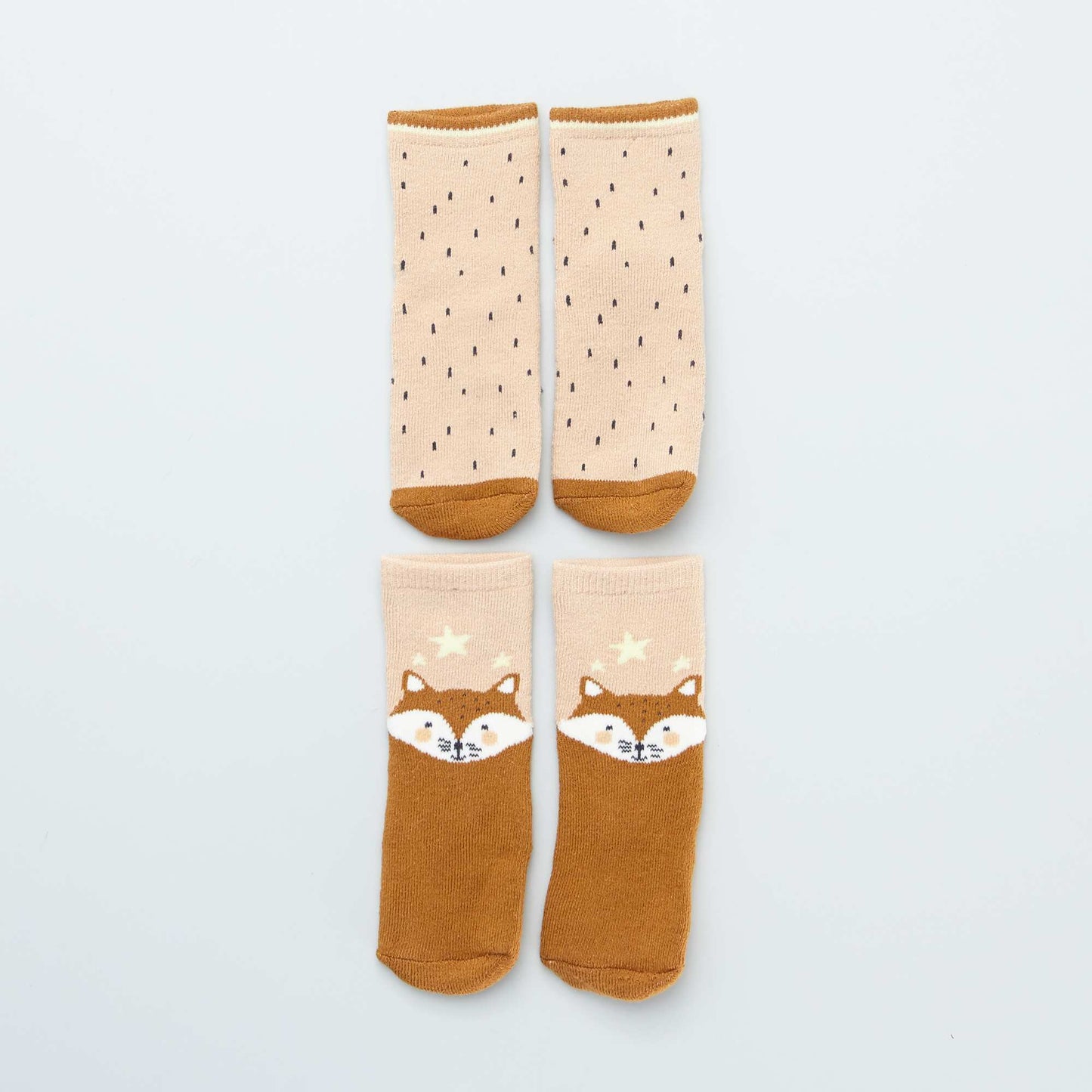 Pack of 2 pairs of non-slip socks BEIGE