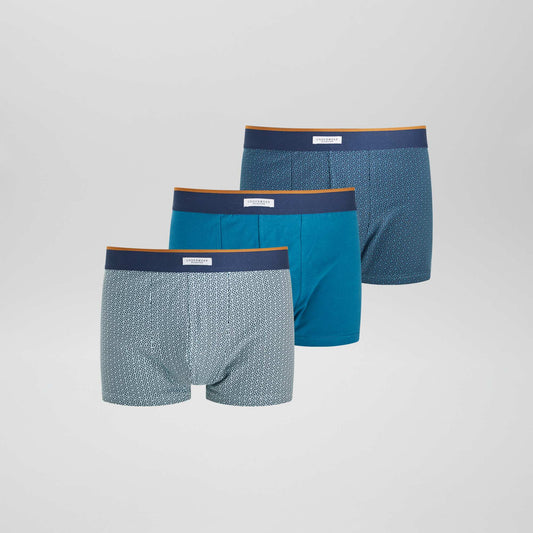 Pack of 3 pairs of cotton boxer shorts BLUE