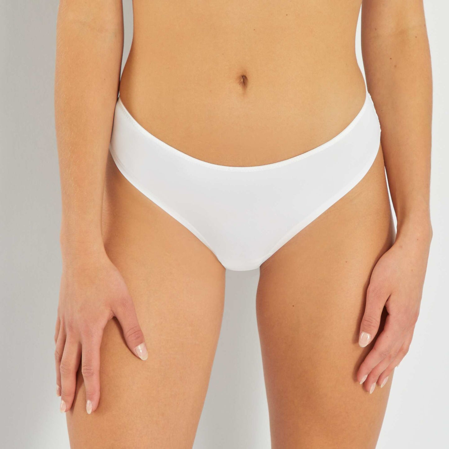 Microfibre and lace tanga briefs White