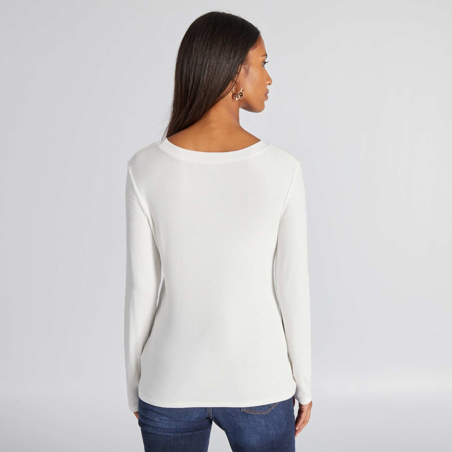 Stretch ribbed knit T-shirt White