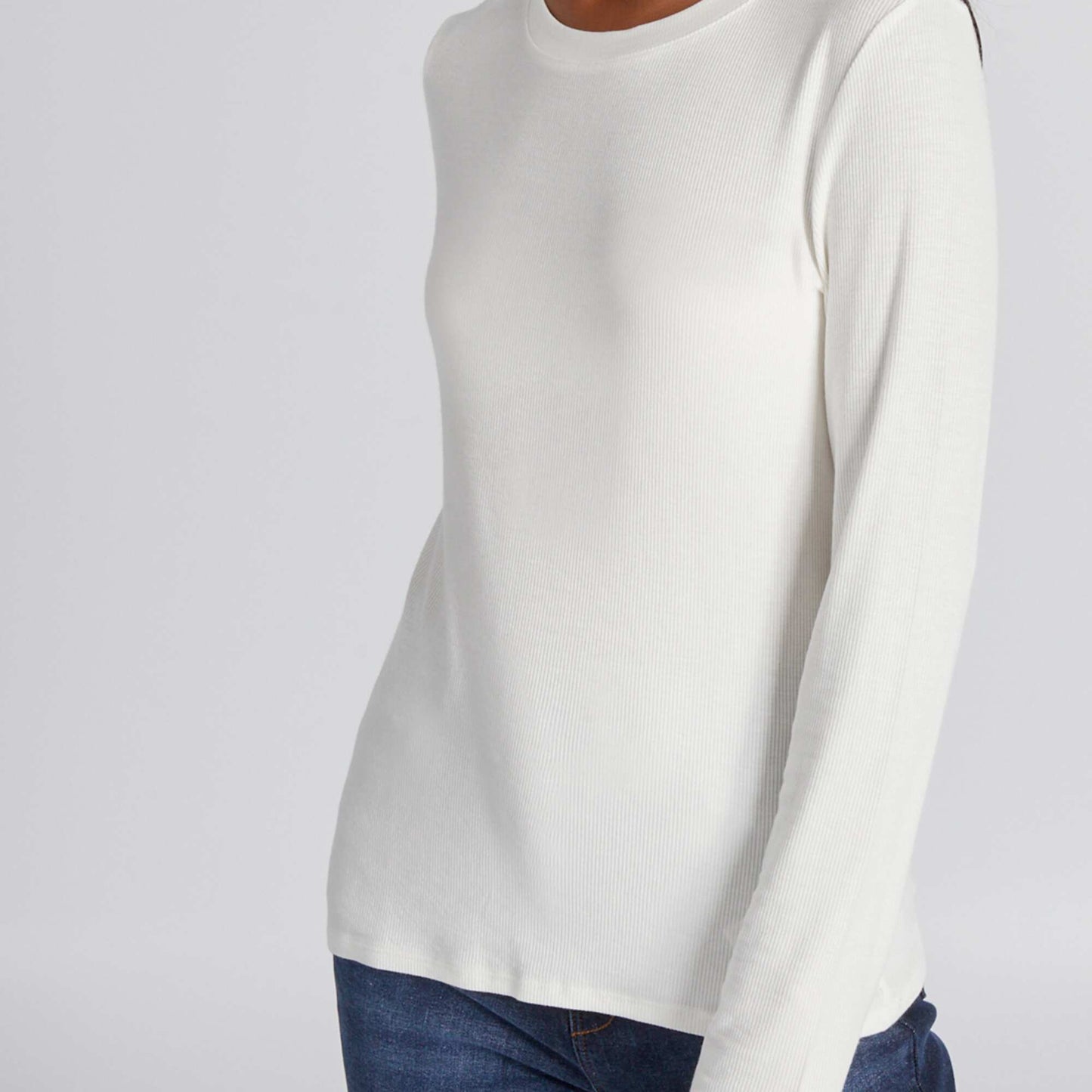 Stretch ribbed knit T-shirt White