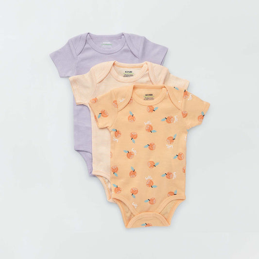 Pack of 3 eco-design bodysuits ORANGE