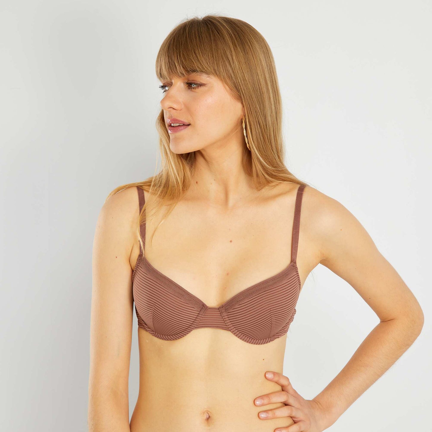 Microfibre padded bra BROWN