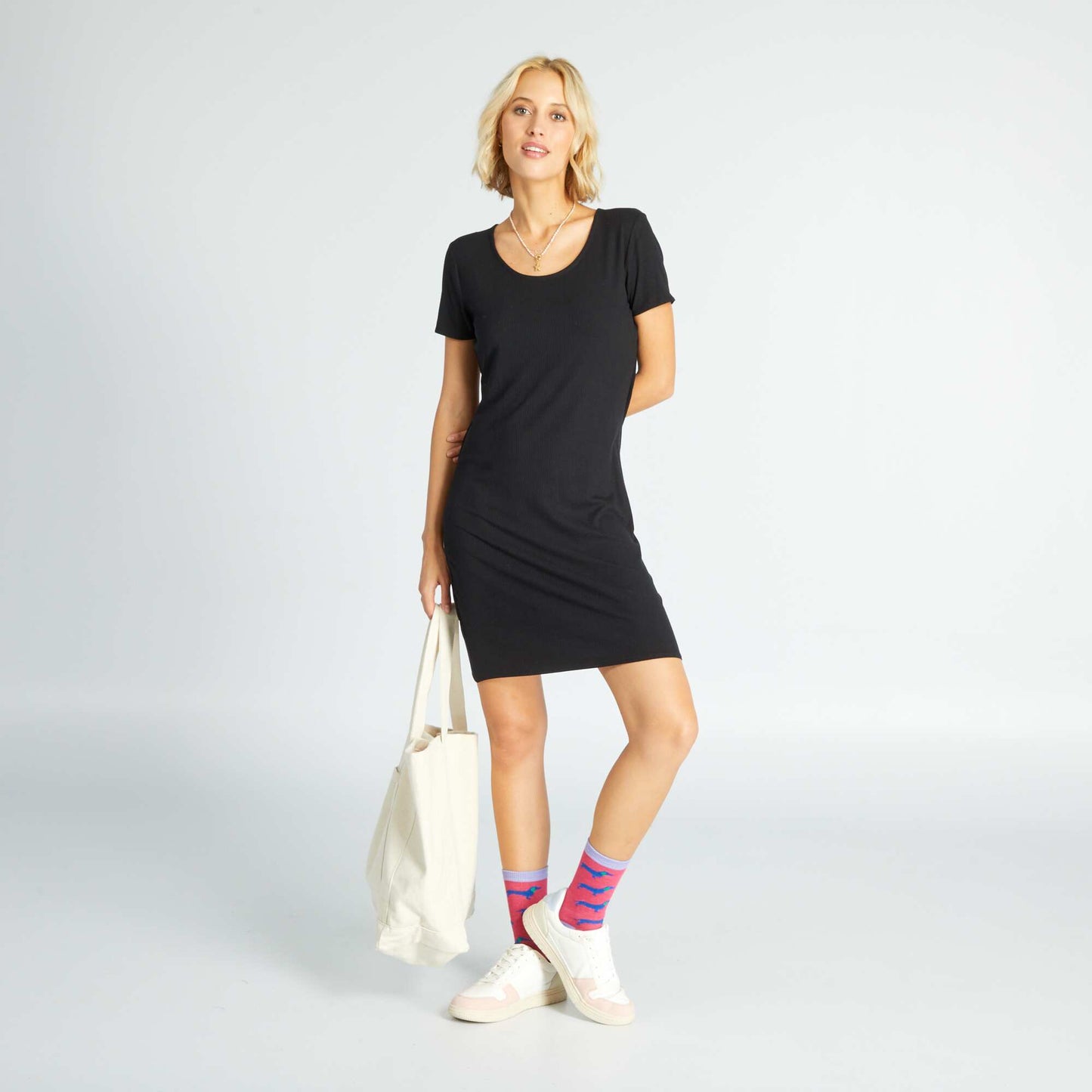 Ribbed knit dress Black