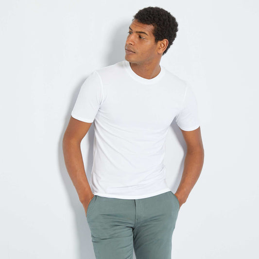 Round neck cotton T-shirt - Muscle shirt White