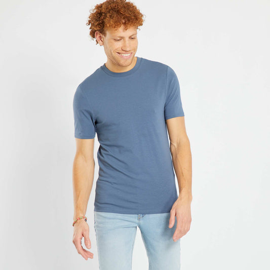 Round neck cotton T-shirt - Muscle shirt BLUE