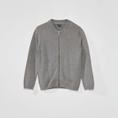Zip-up knit cardigan GREY