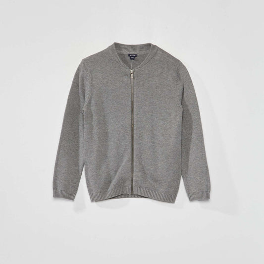 Zip-up knit cardigan GREY