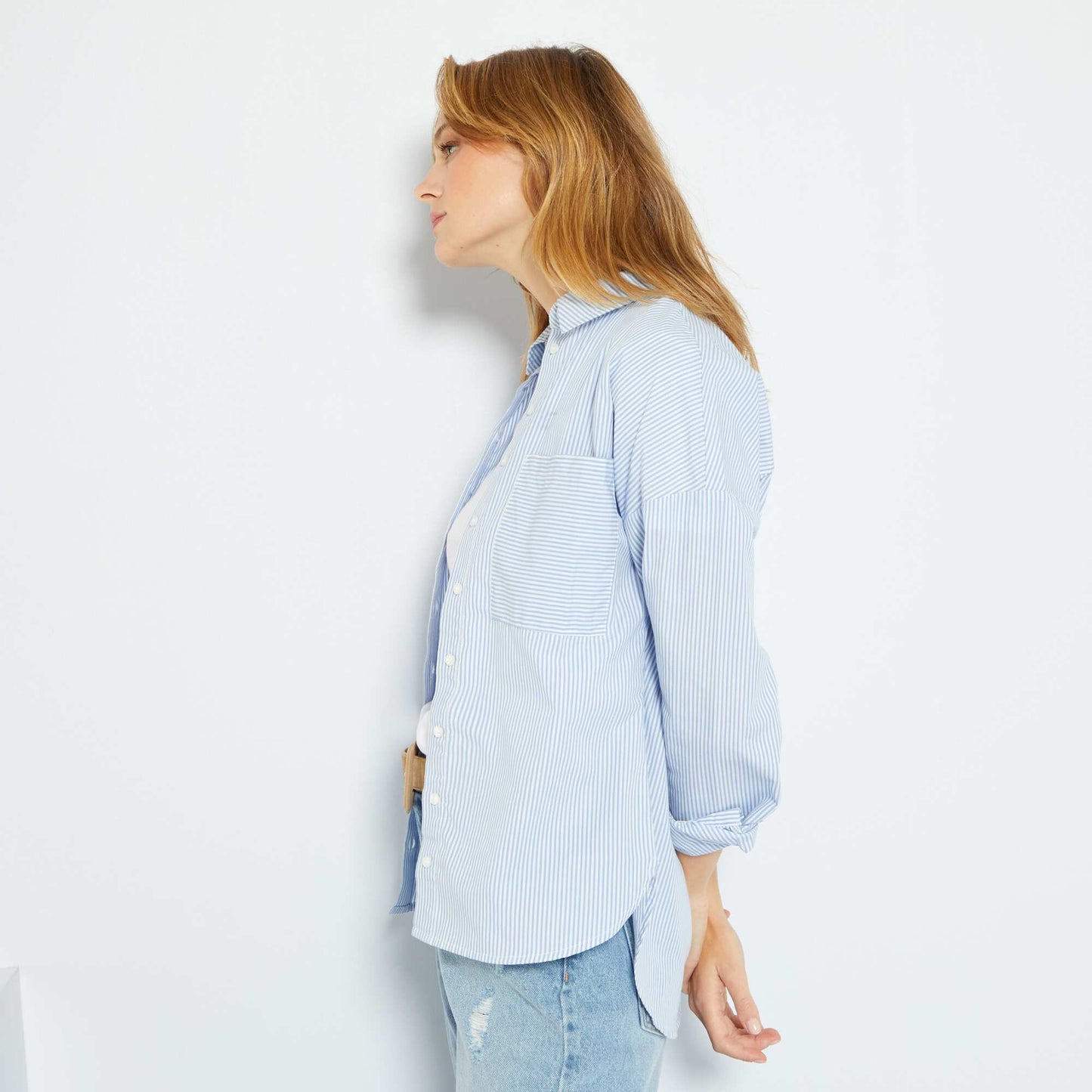 Plain poplin shirt BLUE