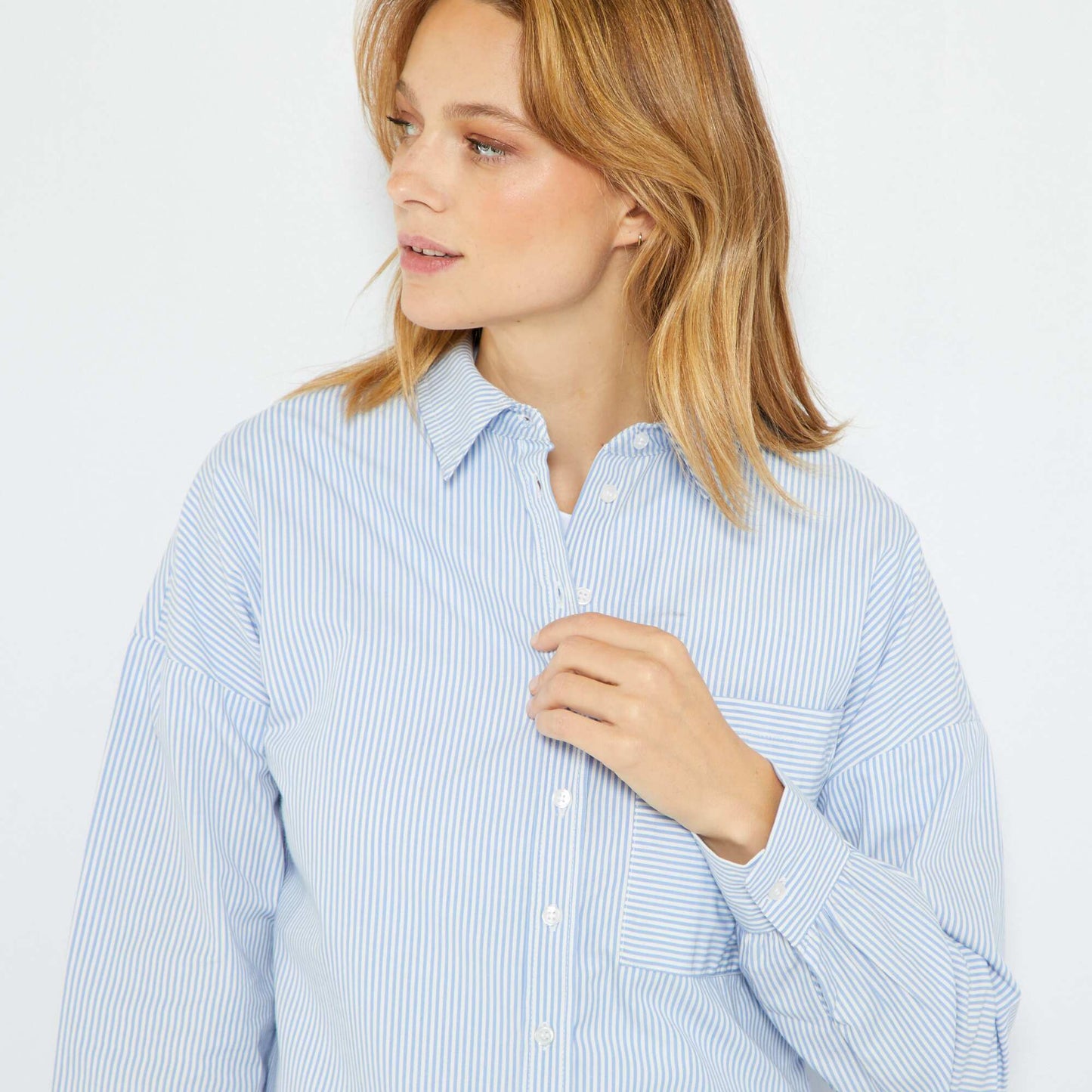 Plain poplin shirt BLUE