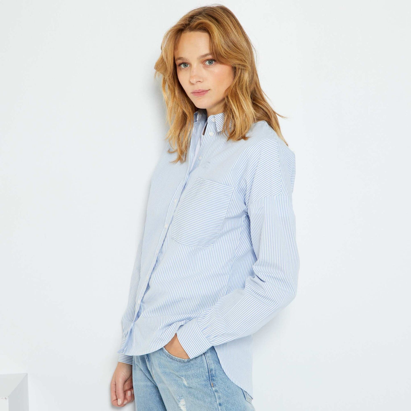 Plain poplin shirt BLUE