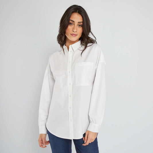 Plain poplin shirt white