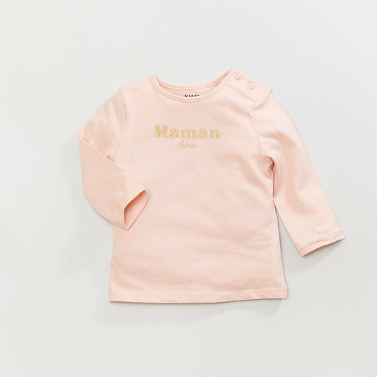 Long-sleeved printed T-shirt PINK