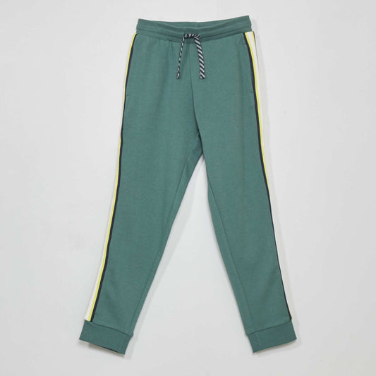 Joggers with contrasting stripes verdigris