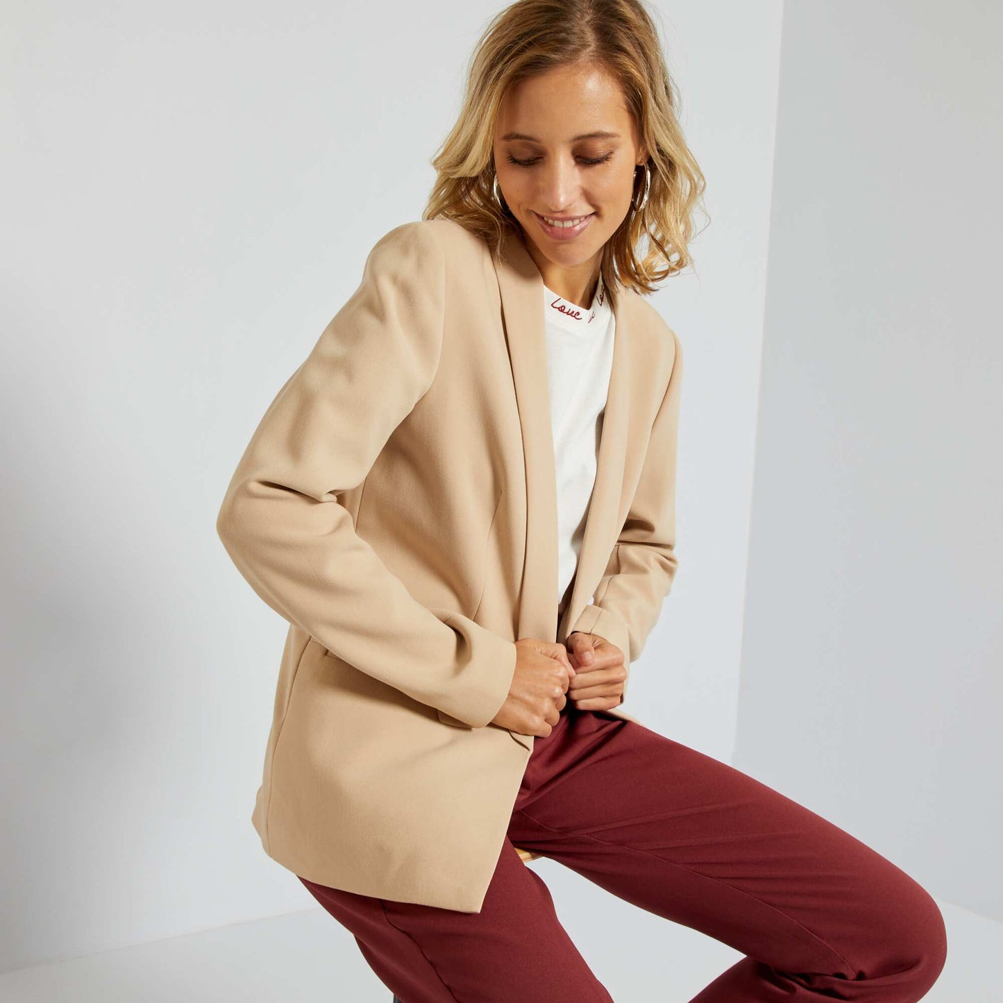 Mid-length blazer BEIGE