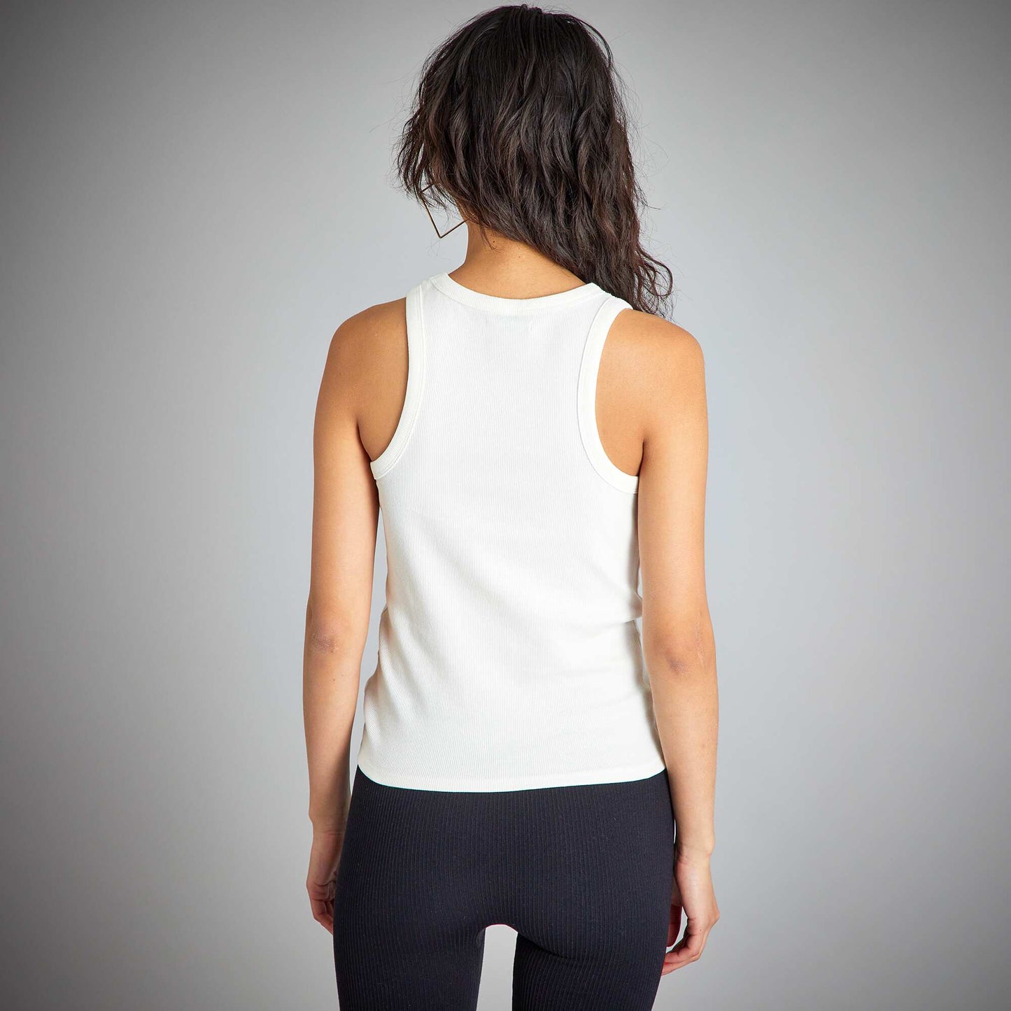 Plain ribbed knit vest top White