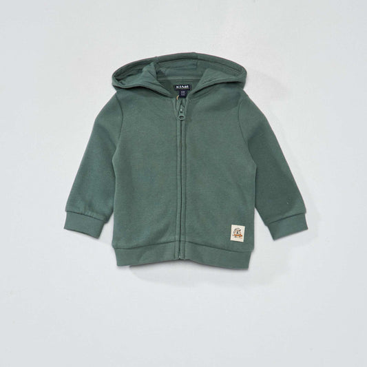 Zip-up sweatshirt fabric sweater grey green