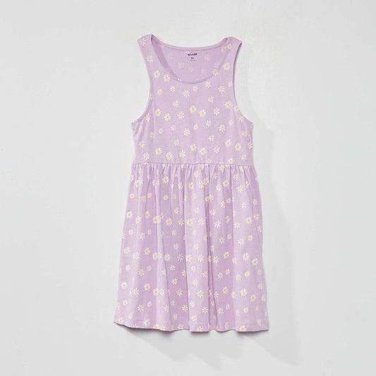 Sleeveless patterned dress PURPLE