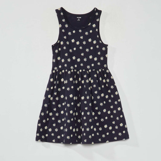 Sleeveless patterned dress BLUE