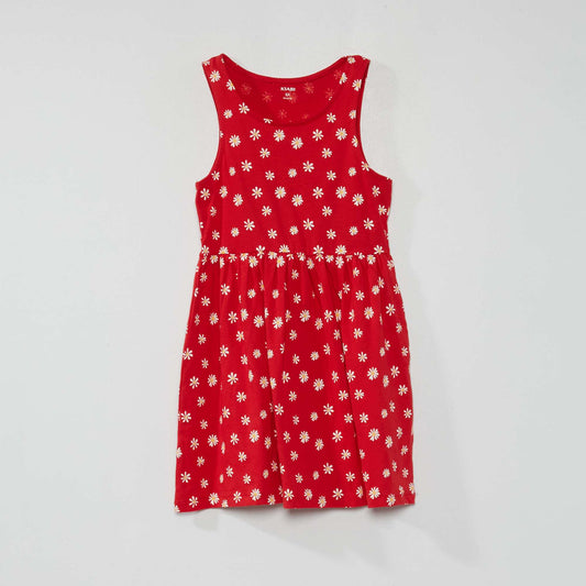 Sleeveless patterned dress RED