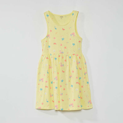 Sleeveless patterned dress YELLOW