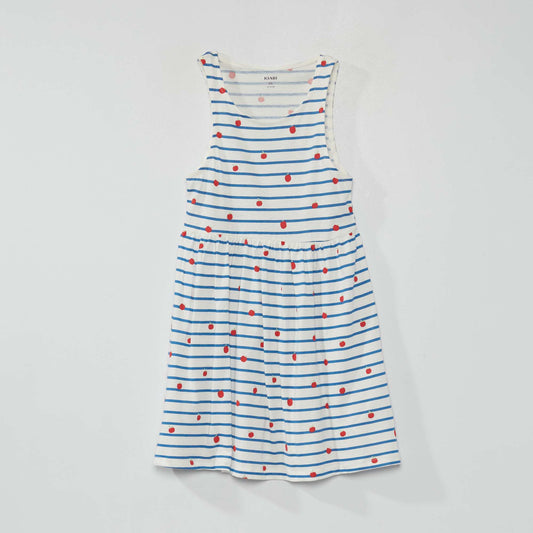 Sleeveless patterned dress BLUE