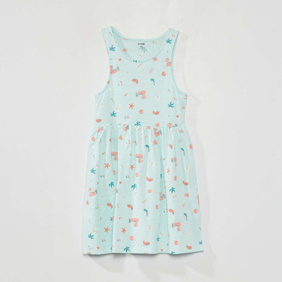 Sleeveless patterned dress BLUE