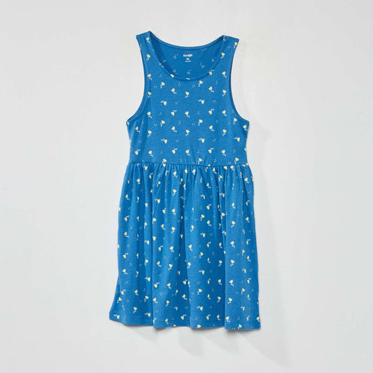 Sleeveless patterned dress BLUE