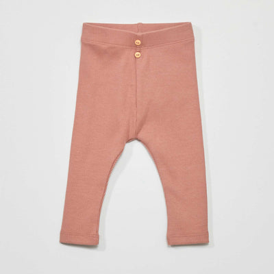 Plain ribbed knit leggings PINK