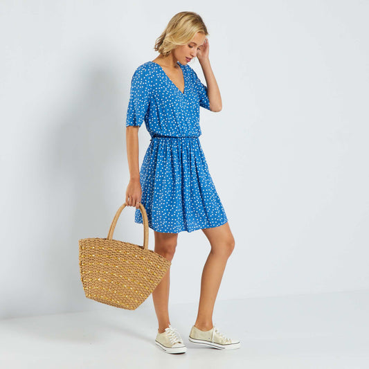 Short dress with stylish print BLUE