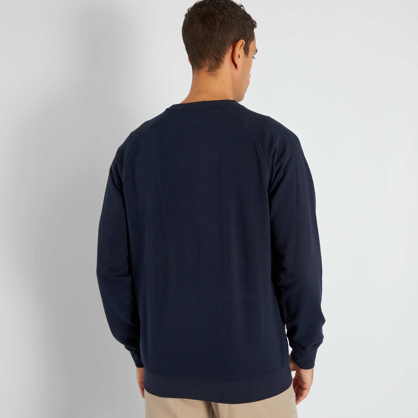 Plain sweatshirt fabric sweater BLUE