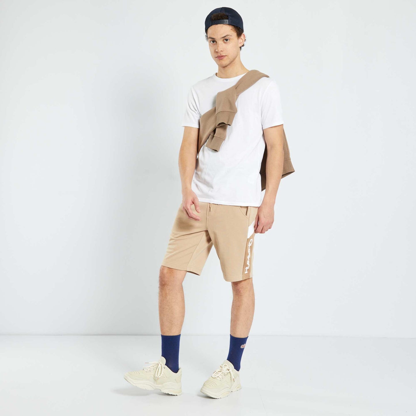 Sweatshirt fabric sports shorts BEIGE