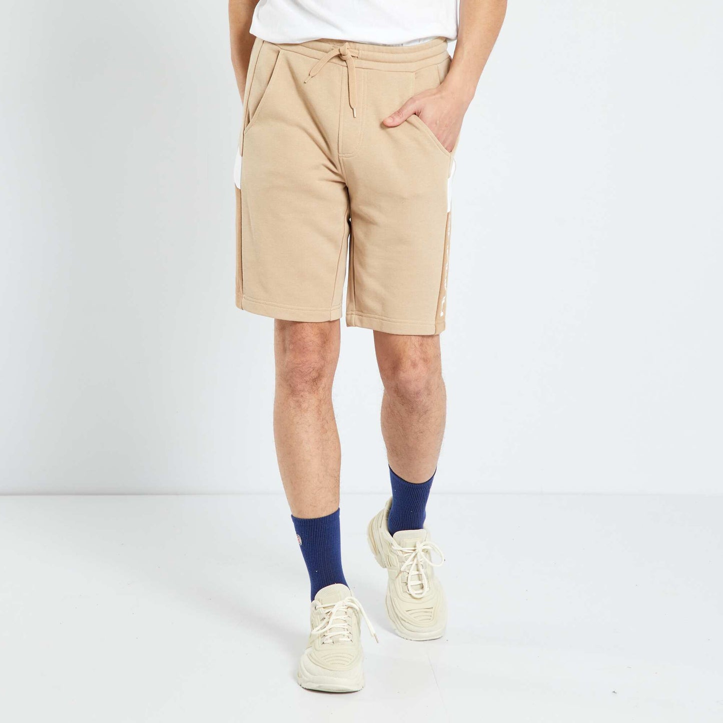 Sweatshirt fabric sports shorts BEIGE