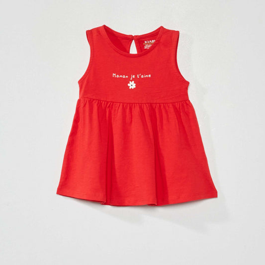 Sleeveless jersey dress RED