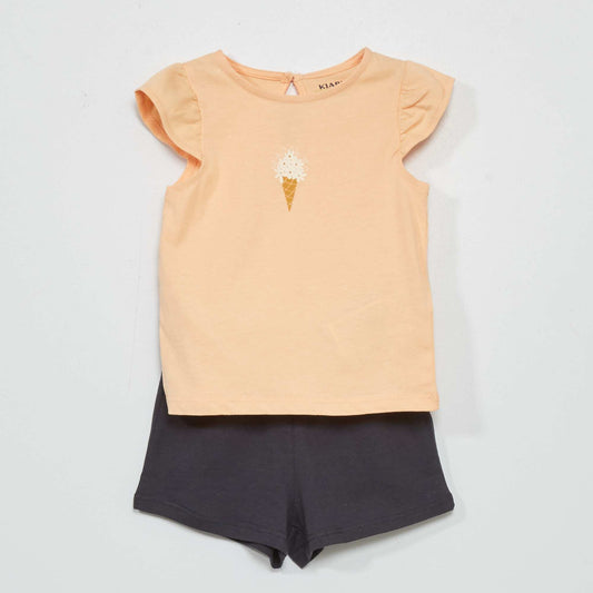 Short pyjama set  - Two-piece set ORANGE