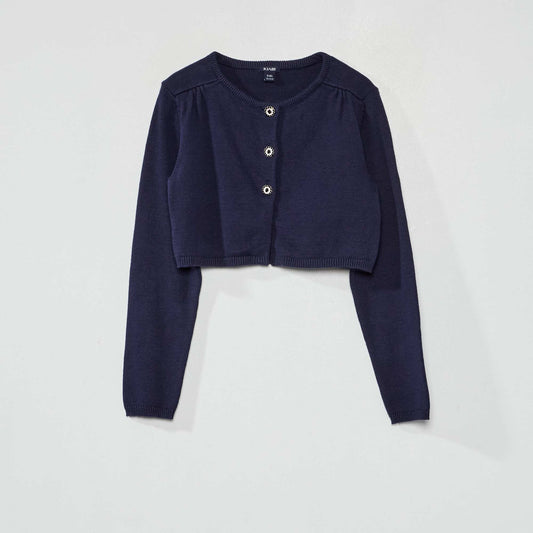 Cropped knit cardigan blue