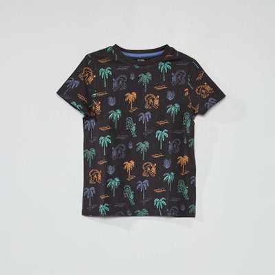 Pure cotton patterned T-shirt GREY